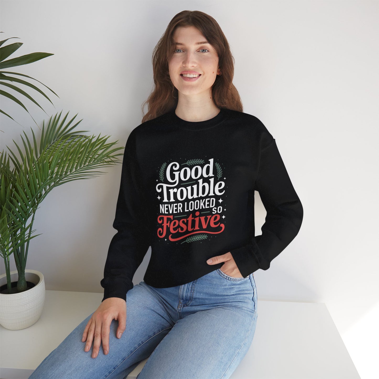 Good Trouble Never Looked So Festive Sweatshirt, Merry Resistmas Sweatshirt, Holiday Sweatshirt, Christmas Sweatshirt, Unisex, Free Shipping