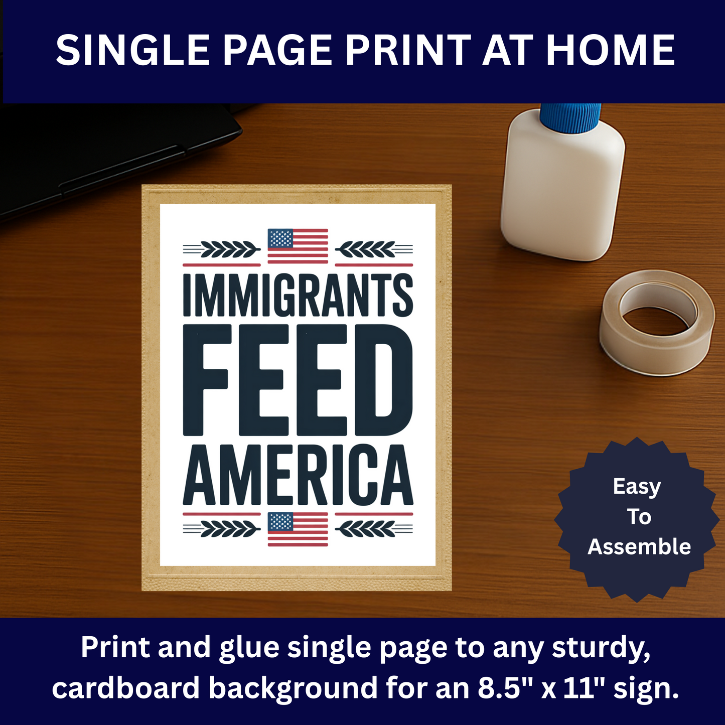 Ant ICE Protest Signs - Print at Home Protest Sign Kit, 3 Signs Included, 8.5" x 11", Print and Glue to Cardboard, Printable Protest Signs