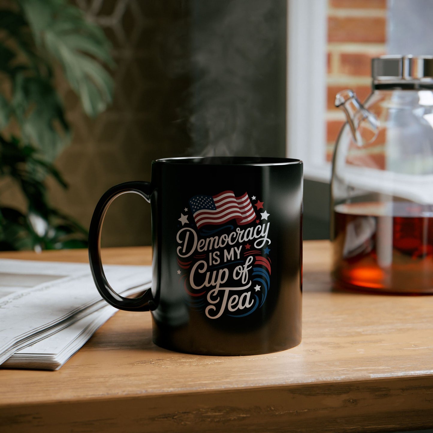 Democracy Is My Cup of Tea Mug, 11oz, Ceramic - Wholesale Patriotic Mugs