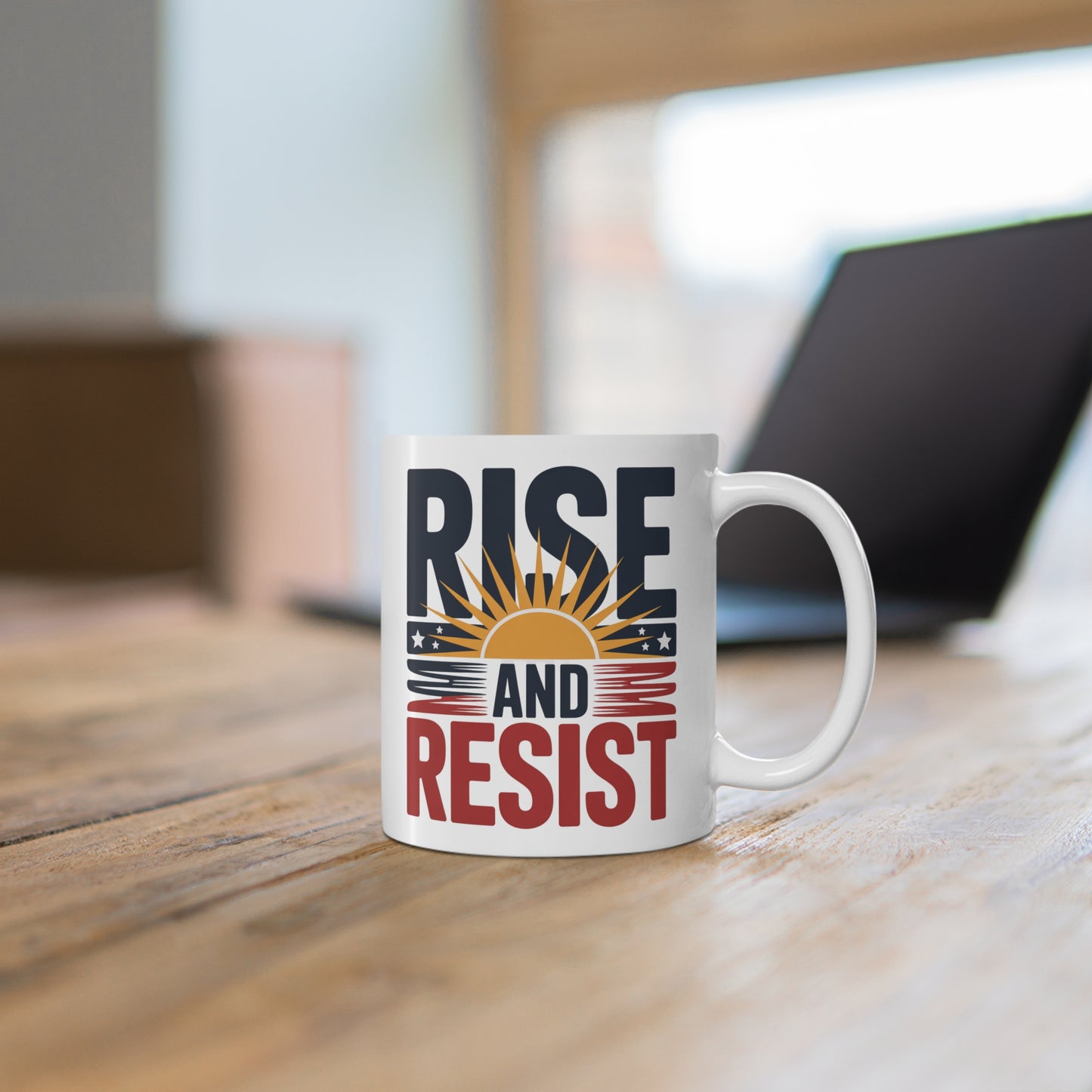 Rise and Resist Mug, 11oz Ceramic, Dishwasher Safe, Anti Trump Gifts, Democracy Mug, Political Mug, Gift for Democrats, Free Shipping