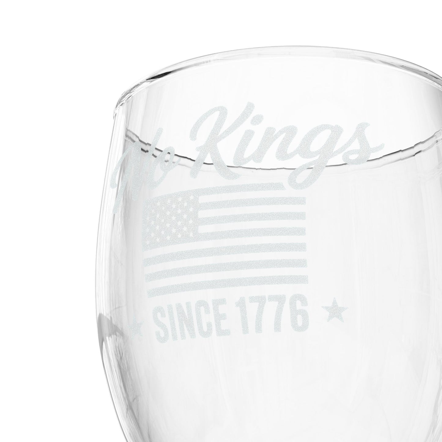 No Kings Engraved Wine Glass, No Kings Gifts, Anti Trump Gifts, 10.5 oz, Unique Political Gift, Democracy Gift, Freedom 1776 Gift