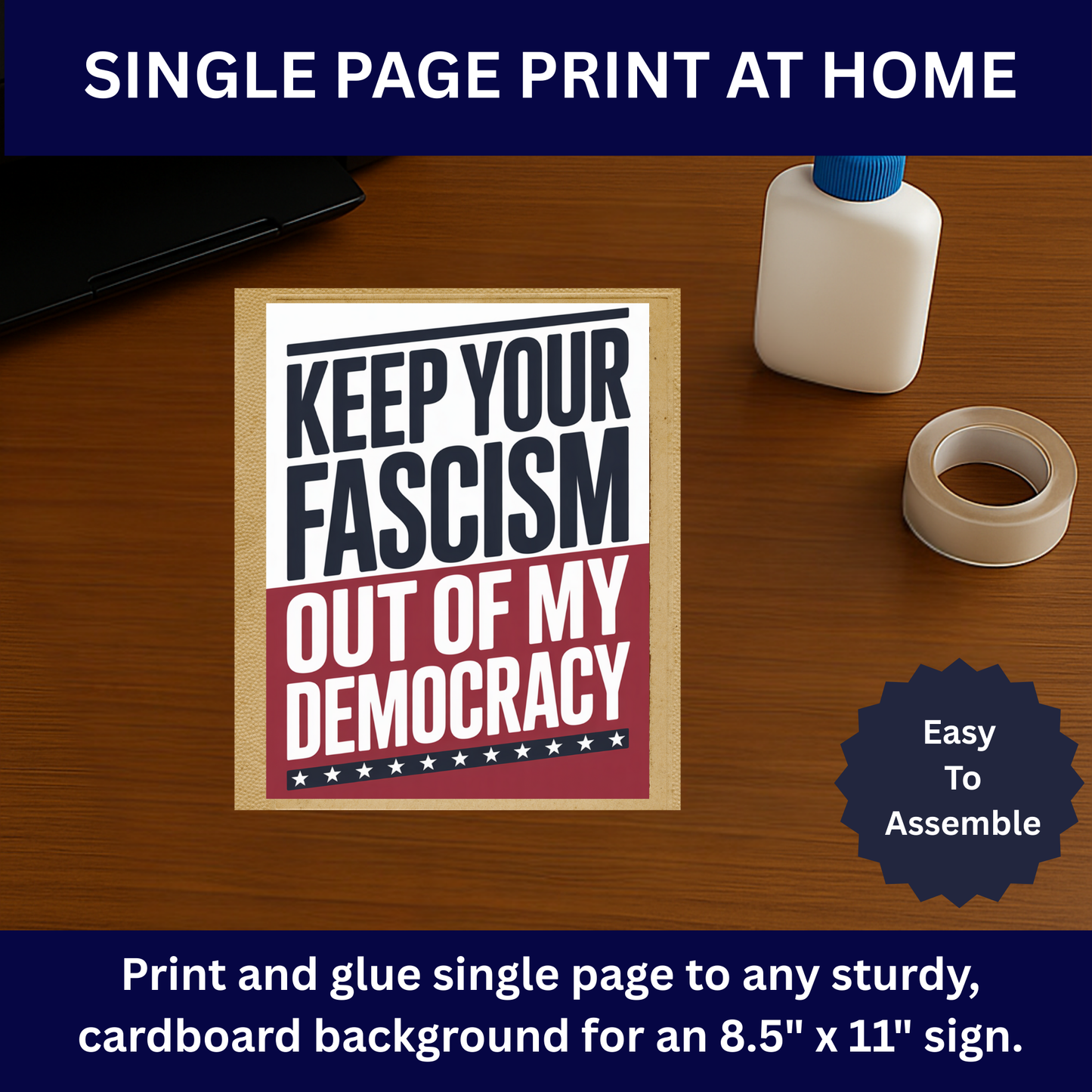 Fascism Protest Signs, Stop Trump Takeover Protest Signs, 3 Signs Included, High Res Printable Protest Signs, Anti Trump Protest Signs