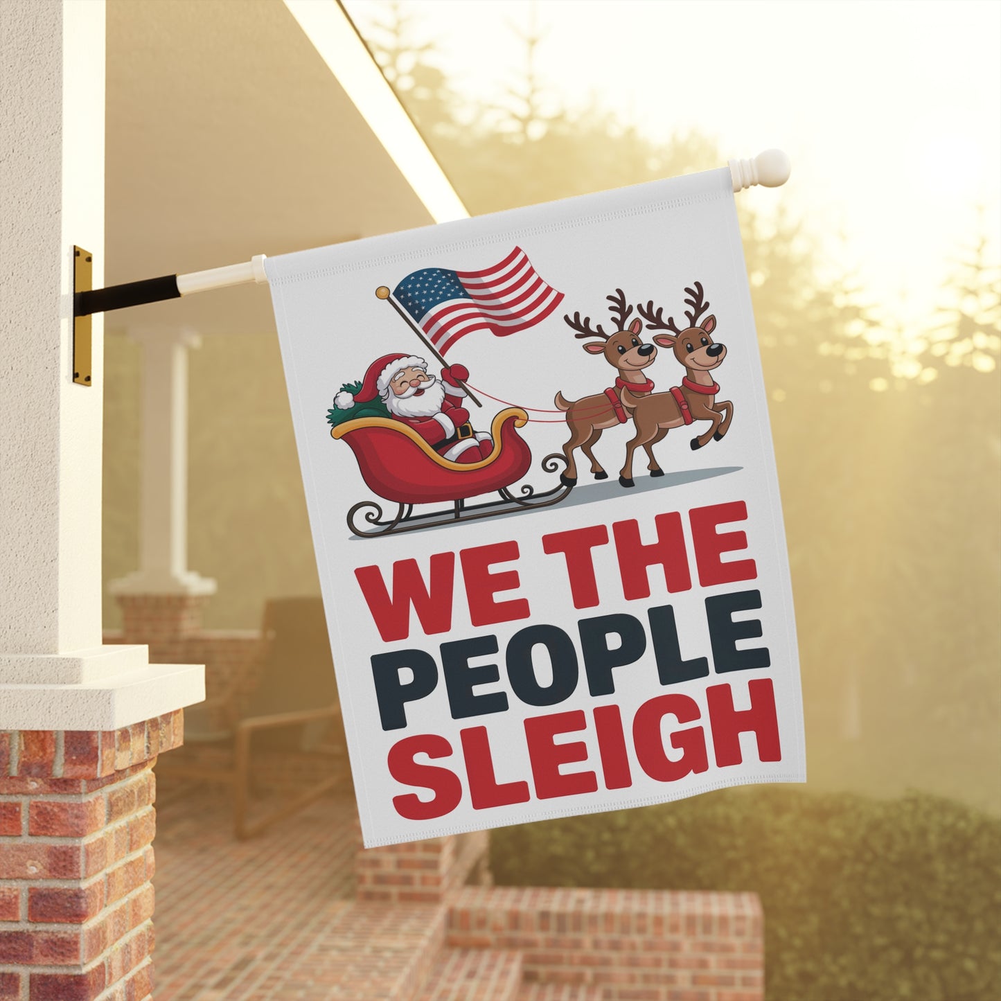 We the People Sleigh Garden Flag, Christmas Garden Flag, Holiday Garden Flag, Funny Political Holiday Decor, Democracy Gift, Free Shipping
