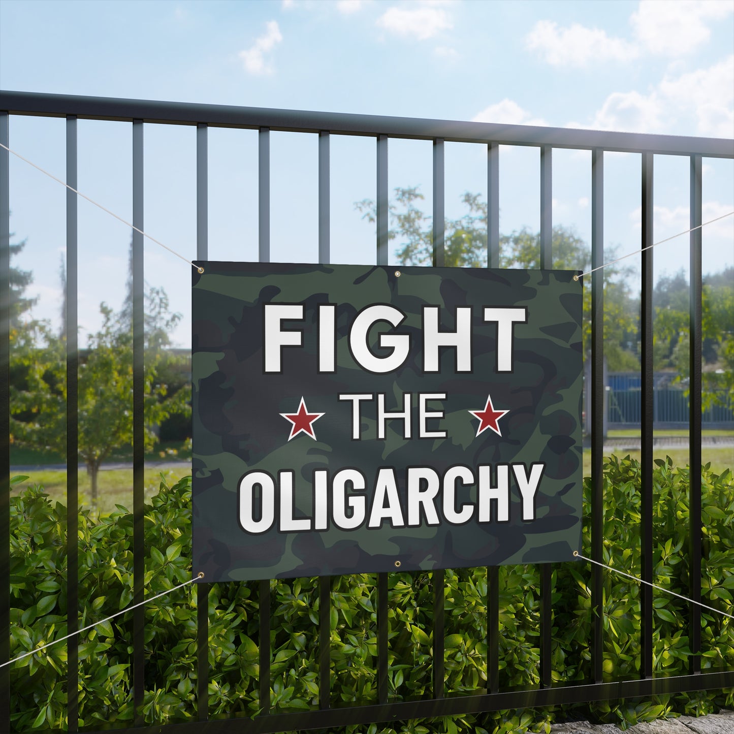 Fight the Oligarchy Banner | Pro-Democracy Vinyl Banner | 48" x 36" | Anti Elon Banner