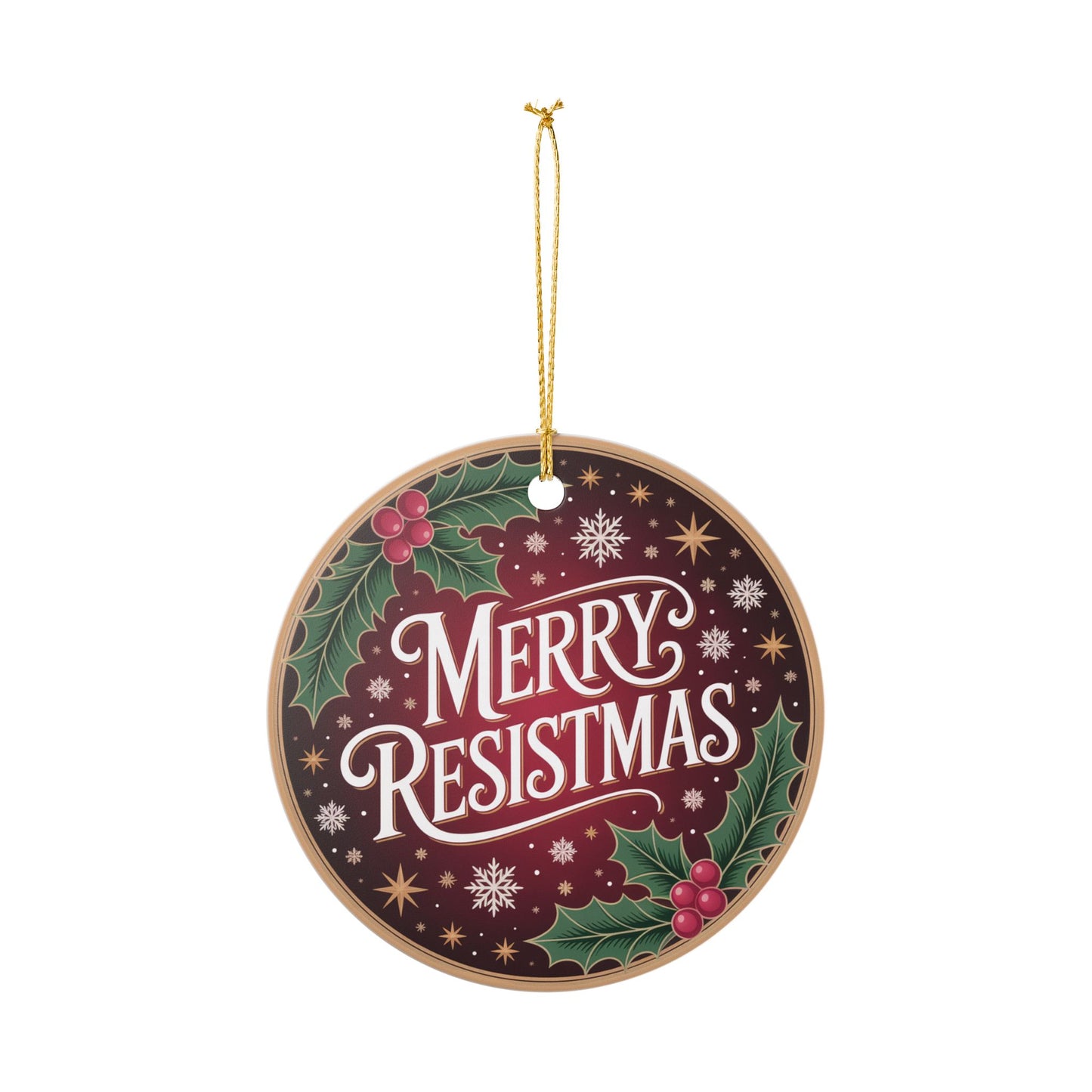 Merry Resistmas Ornament, Ceramic Christmas Ornament, Holiday Ornament, Anti Trump Ornament, Gift for Democrat, Democracy Ornament