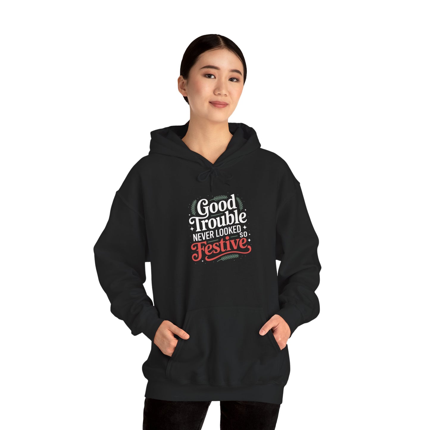 Good Trouble Never Looked So Festive Hoodie, Merry Resistmas Hoodie, Holiday Hoodie, Christmas Hoodie, Resistance Hoodie, Free Shipping