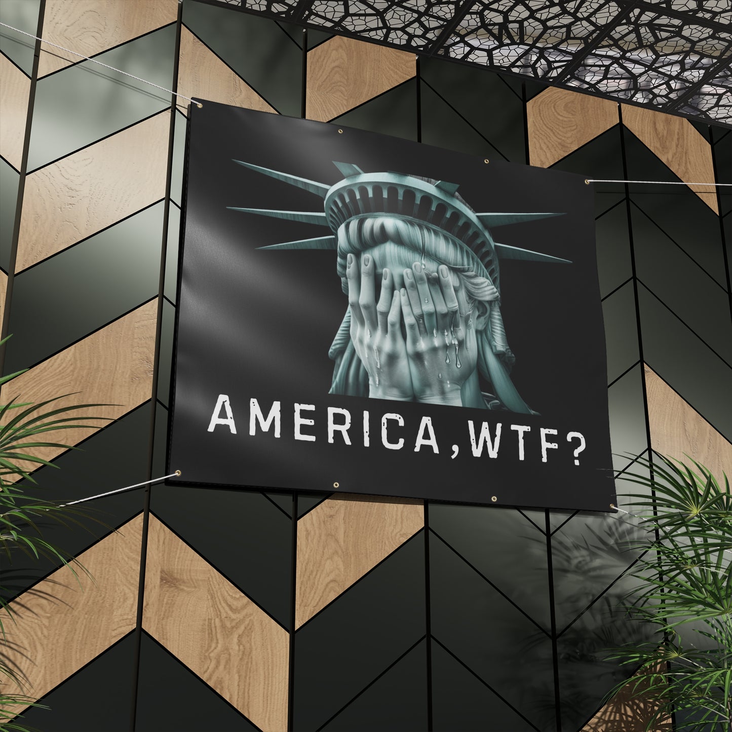 Anti-Trump Banner, America WTF, Pro-Democracy Banner, Political Banner for Protest