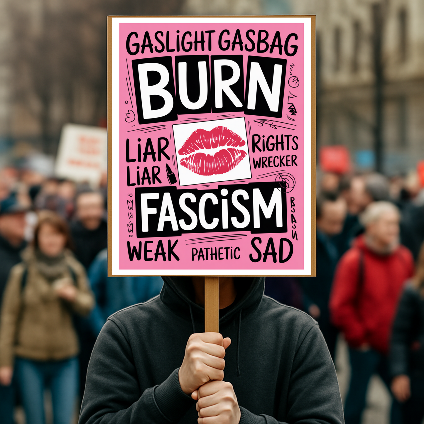 Burn Fascism Protest Sign, Printable Protest Sign, No Kings Digital Protest Sign