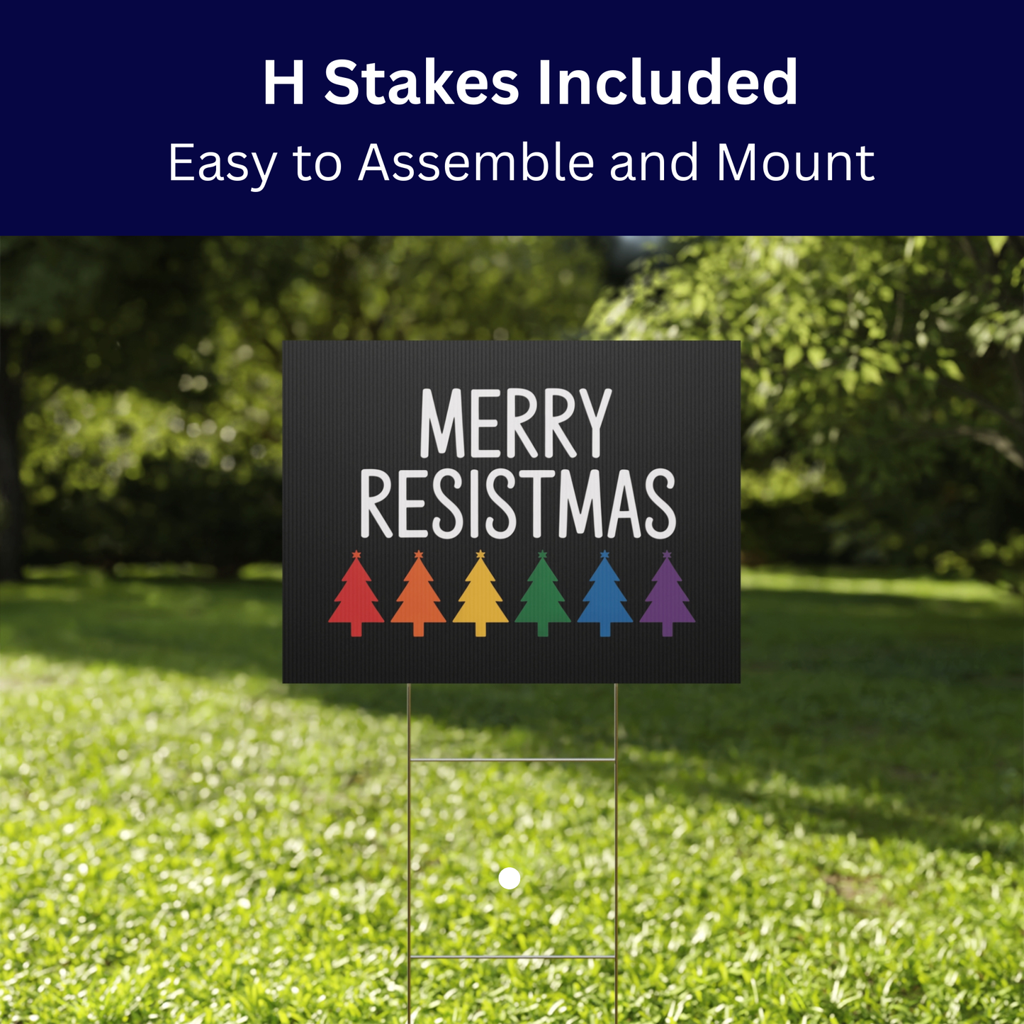 Democracy Holiday Yard Sign 5 Pack - Top Selling Designs, 24" x 18", Print on Both Sides, H Stakes Included, Funny Political Christmas Signs