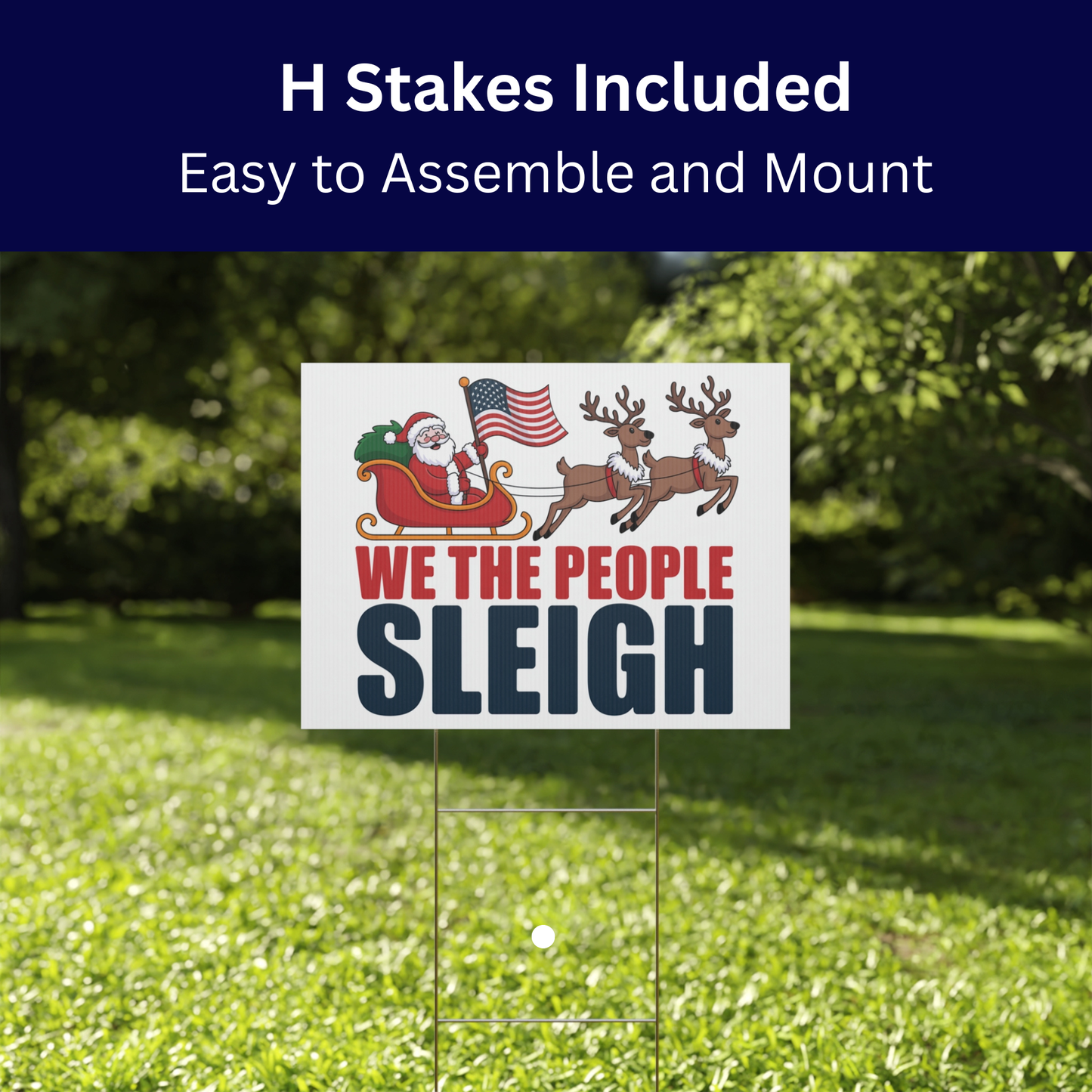 Democracy Holiday Yard Sign 5 Pack - Top Selling Designs, 24" x 18", Print on Both Sides, H Stakes Included, Funny Political Christmas Signs