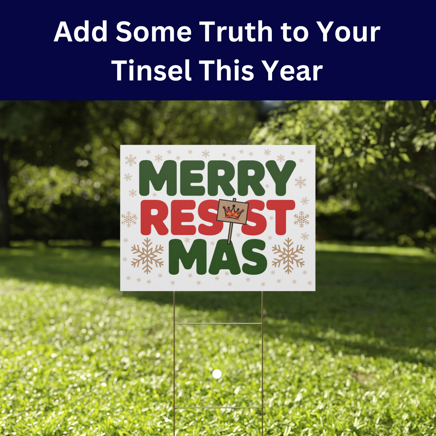 Democracy Holiday Yard Sign 5 Pack - Top Selling Designs, 24" x 18", Print on Both Sides, H Stakes Included, Funny Political Christmas Signs