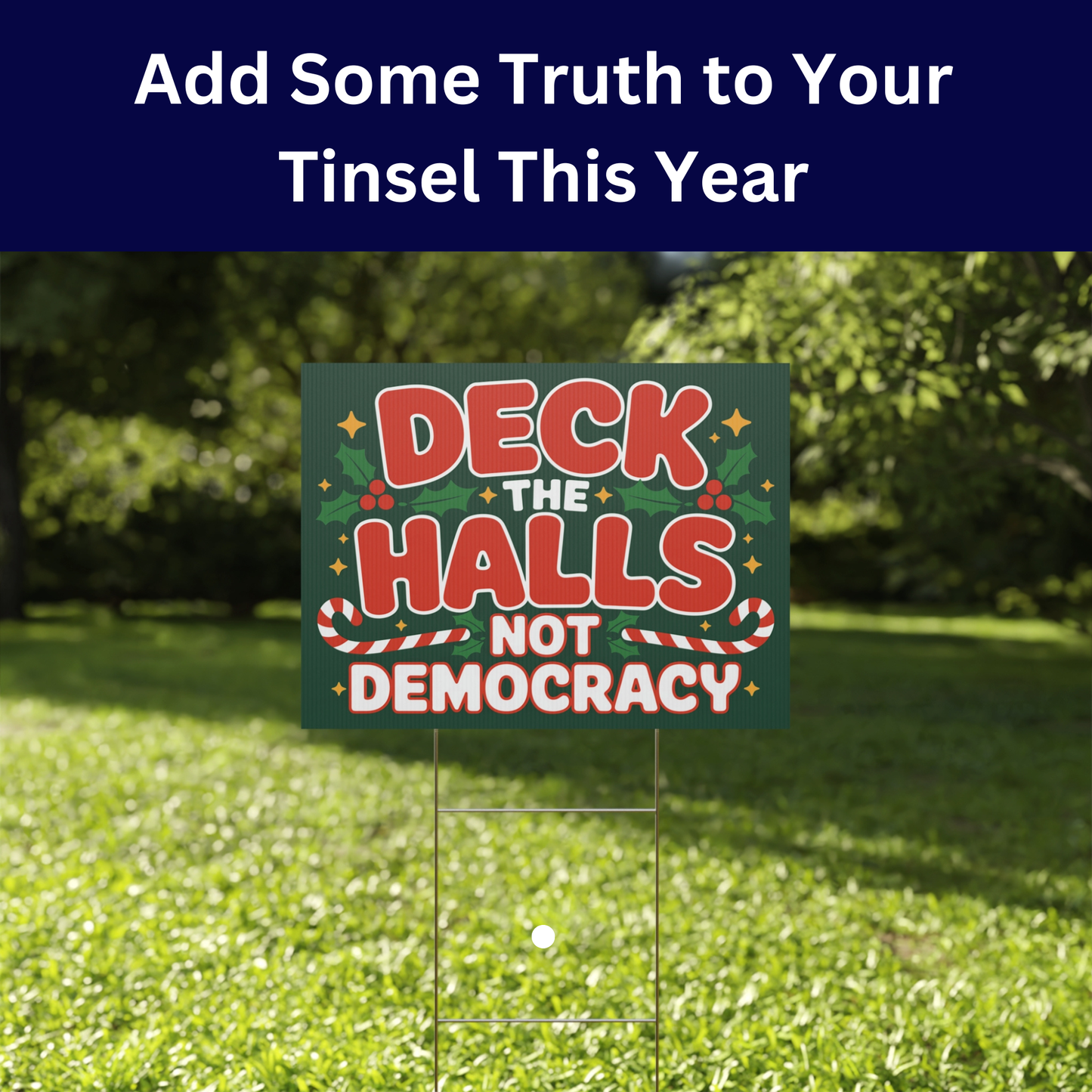 Democracy Holiday Yard Sign 5 Pack - Top Selling Designs, 24" x 18", Print on Both Sides, H Stakes Included, Funny Political Christmas Signs