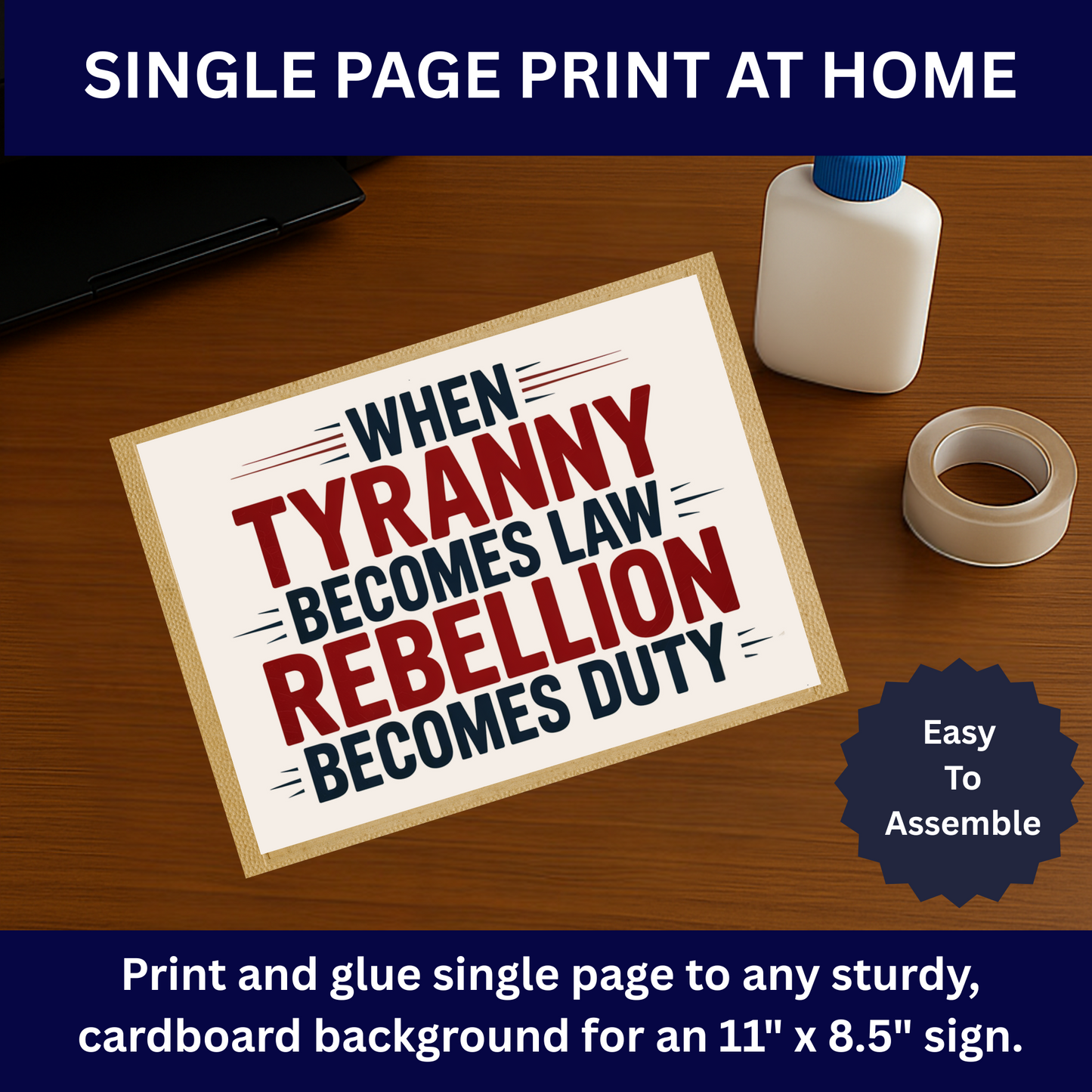 Anti Trump Protest Signs, No Kings Protest Signs, 2 Sizes - Print at Home and Glue to Cardboard