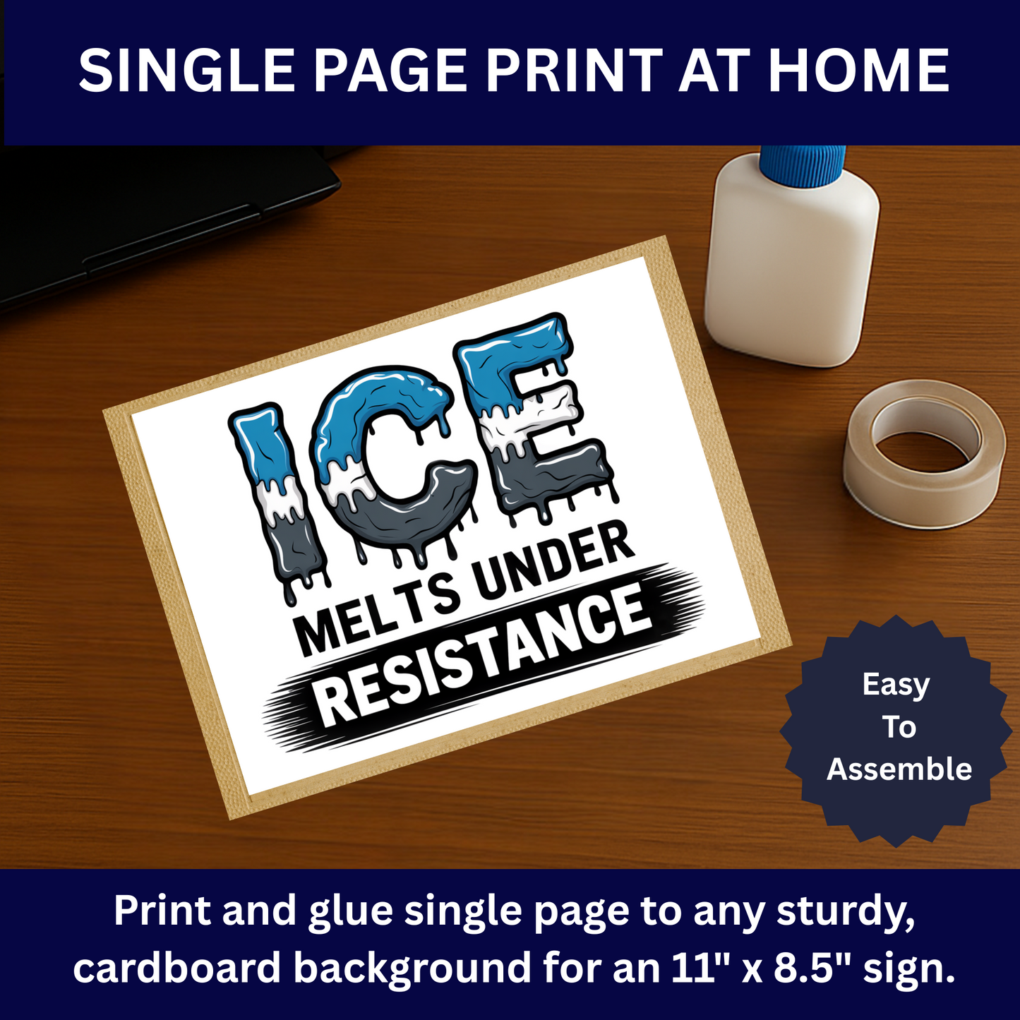 FREE Anti ICE Protest Signs, Anti Trump Protest Signs 2 Sizes - Print at Home and Glue to Cardboard, Printable Protest Signs