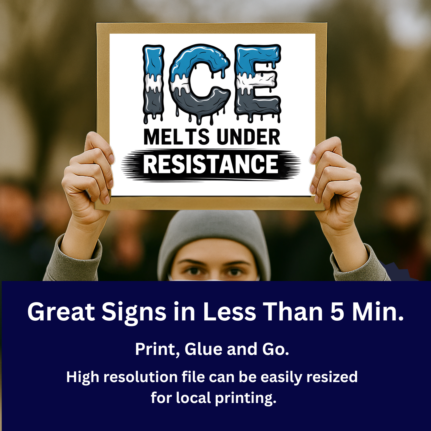 FREE Anti ICE Protest Signs, Anti Trump Protest Signs 2 Sizes - Print at Home and Glue to Cardboard, Printable Protest Signs