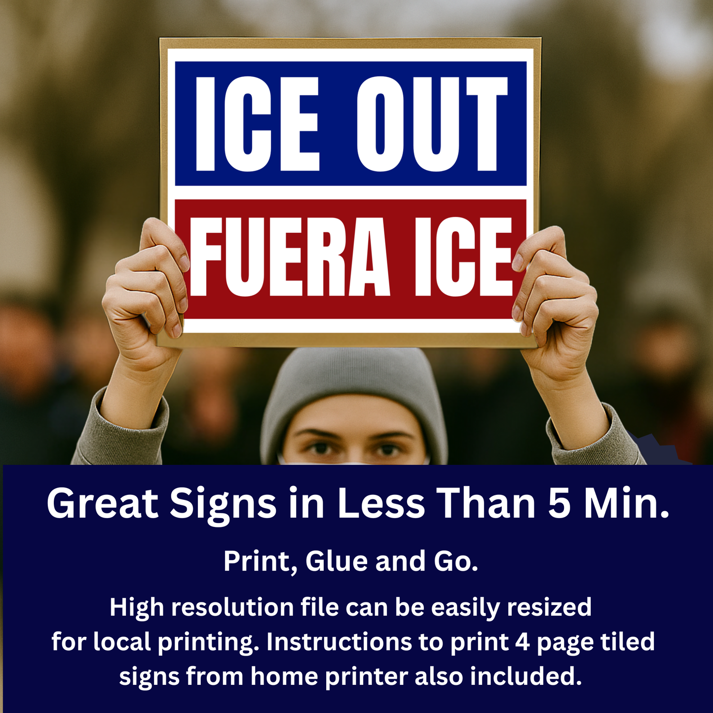 ICE OUT Protest Sign, Cartel de protesta "Fuera ICE”, Printable Protest Sign, Protest Poster