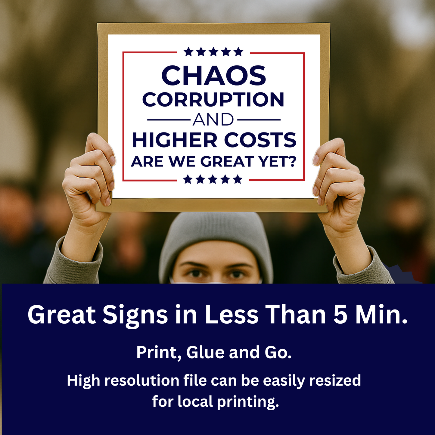 Print at Home Protest Sign Kit, 2 Sizes Included, Single Page (8.5" x 11"), or 2 Pages (17" x 11") Printable Protest Signs, Digital Download