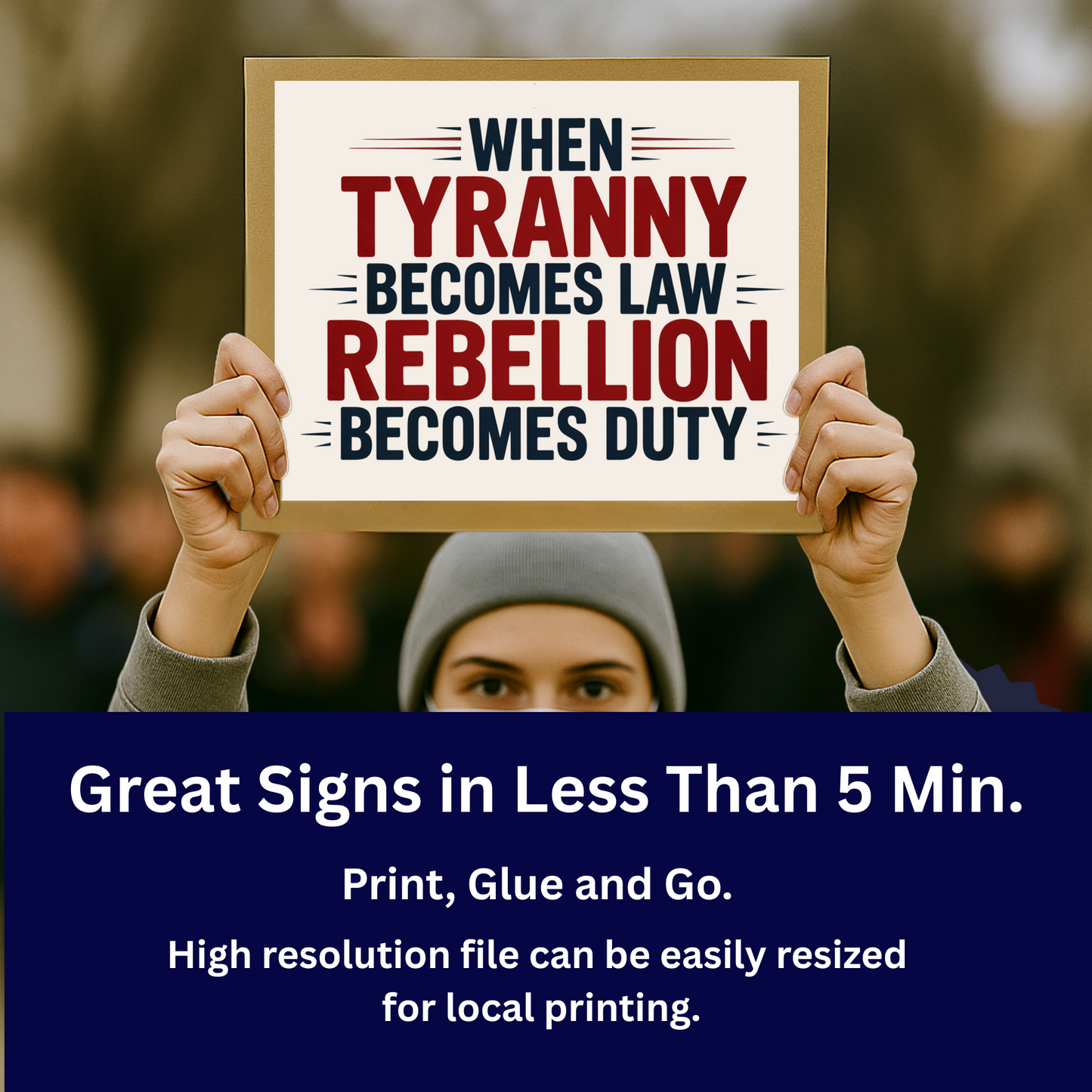 Anti Trump Protest Signs, No Kings Protest Signs, 2 Sizes - Print at Home and Glue to Cardboard