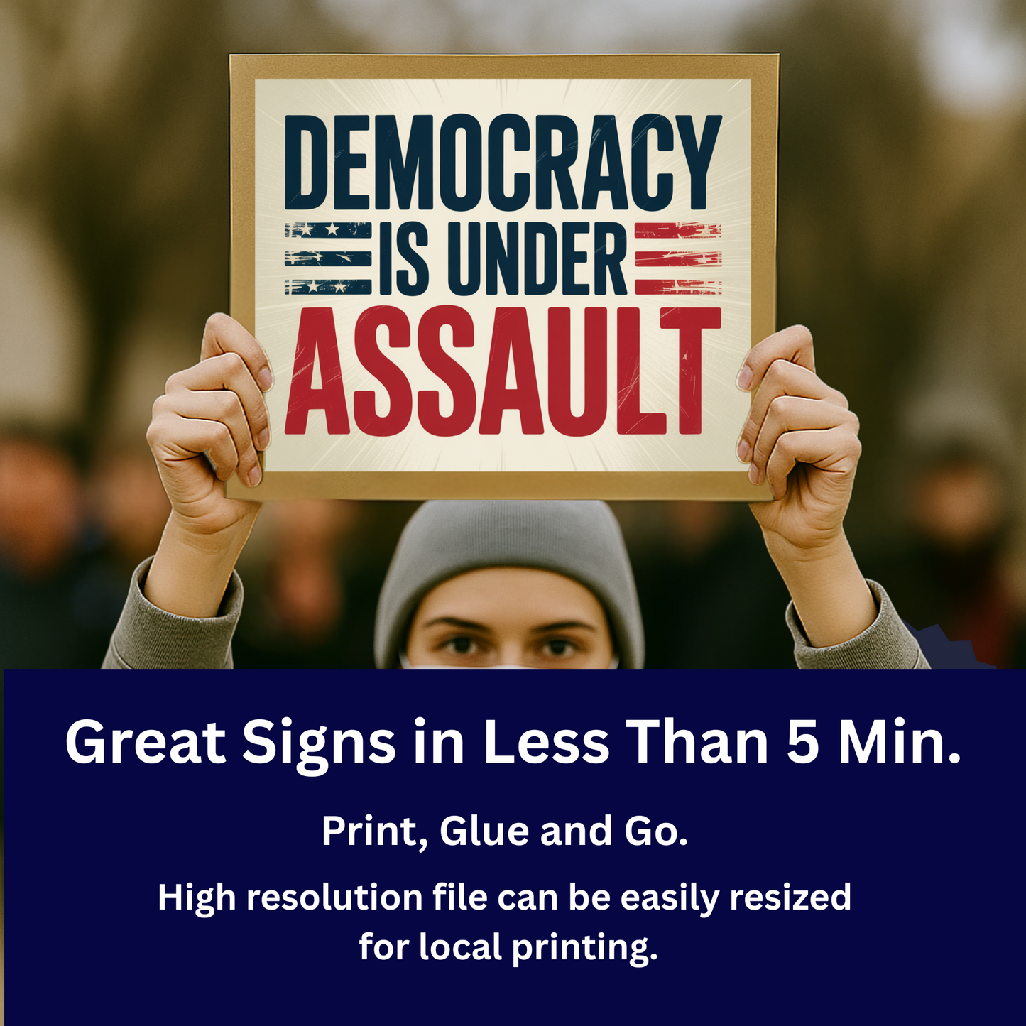 Anti Trump Protest Signs, No Kings Protest Signs, 2 Sizes - Print at Home and Glue to Cardboard