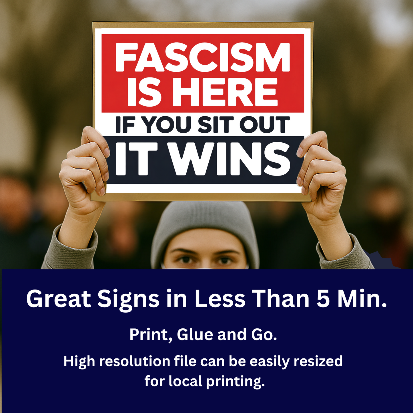 Fascism is Here Printable Protest Signs, Digital Download Poster, Protest PNG, Anti Trump PNG