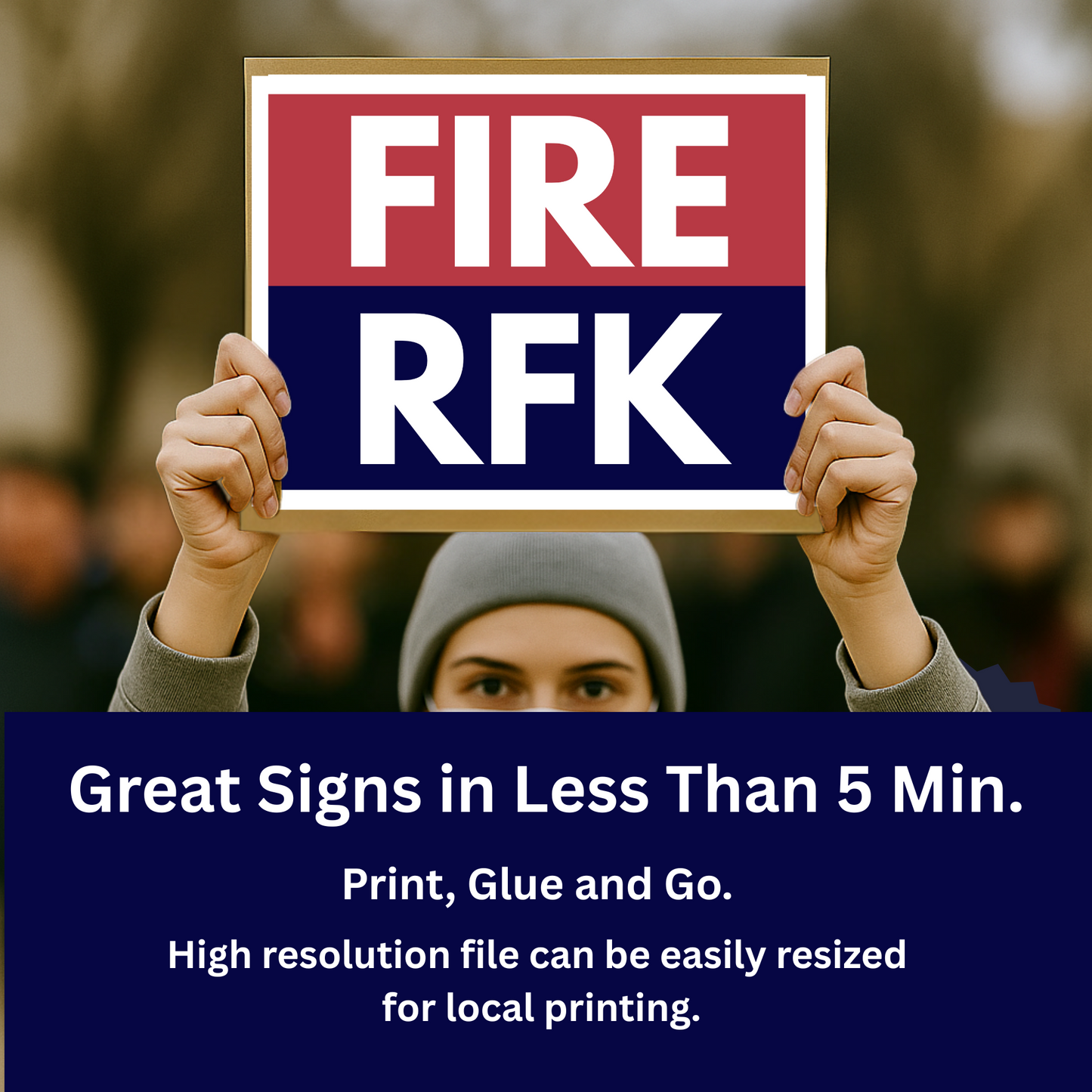 Fire RFK Printable Protest Sign, Digital Download Poster, Protest PNG, Anti Trump PNG