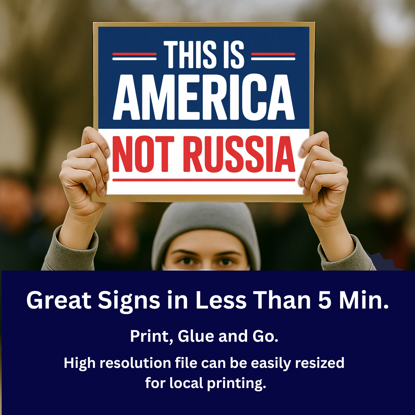 This is America Not Russia Printable Protest Signs, Digital Download Poster, Protest PNG, Anti Trump PNG