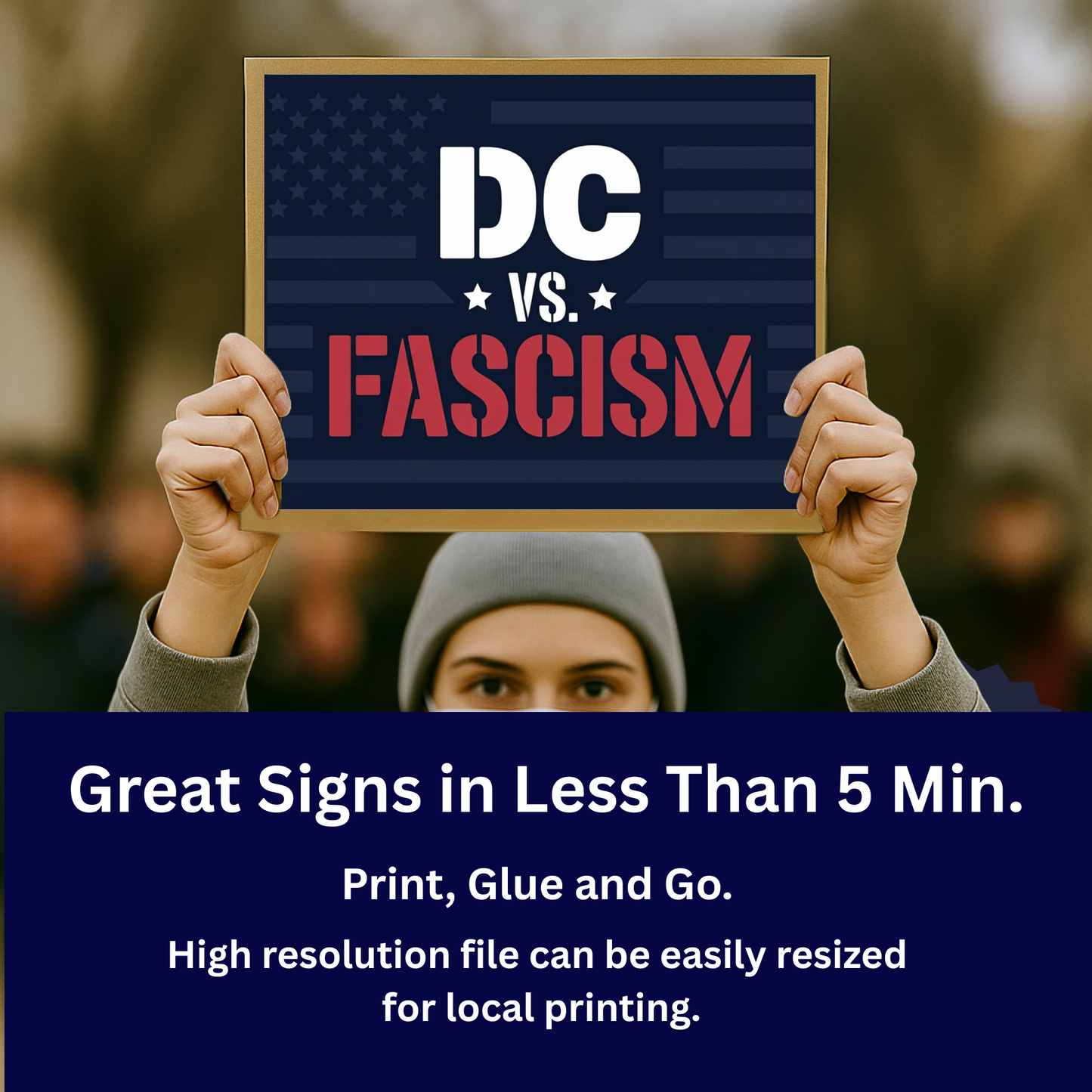 DC vs. Fascism Printable Protest Signs, Digital Download Poster, Protest PNG, Anti Trump PNG