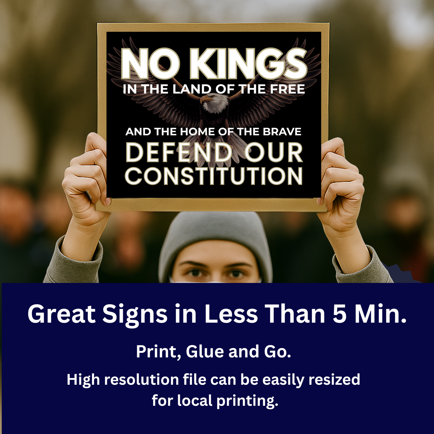 No Kings Protest Signs, Digital Download Poster, Anti Trump Protest Signs, Political Posters, Print 2 Sizes at Home