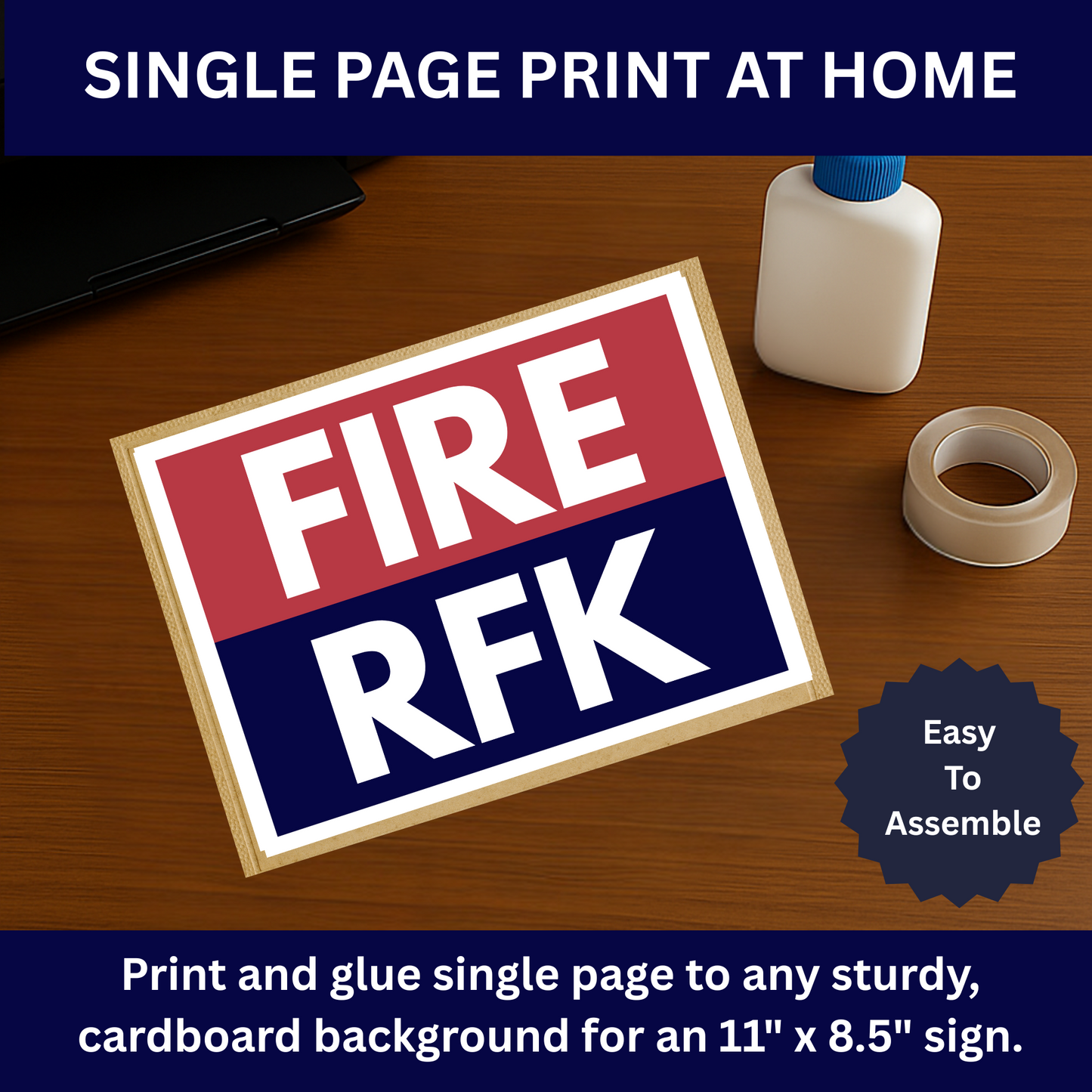 Fire RFK Printable Protest Sign, Digital Download Poster, Protest PNG, Anti Trump PNG