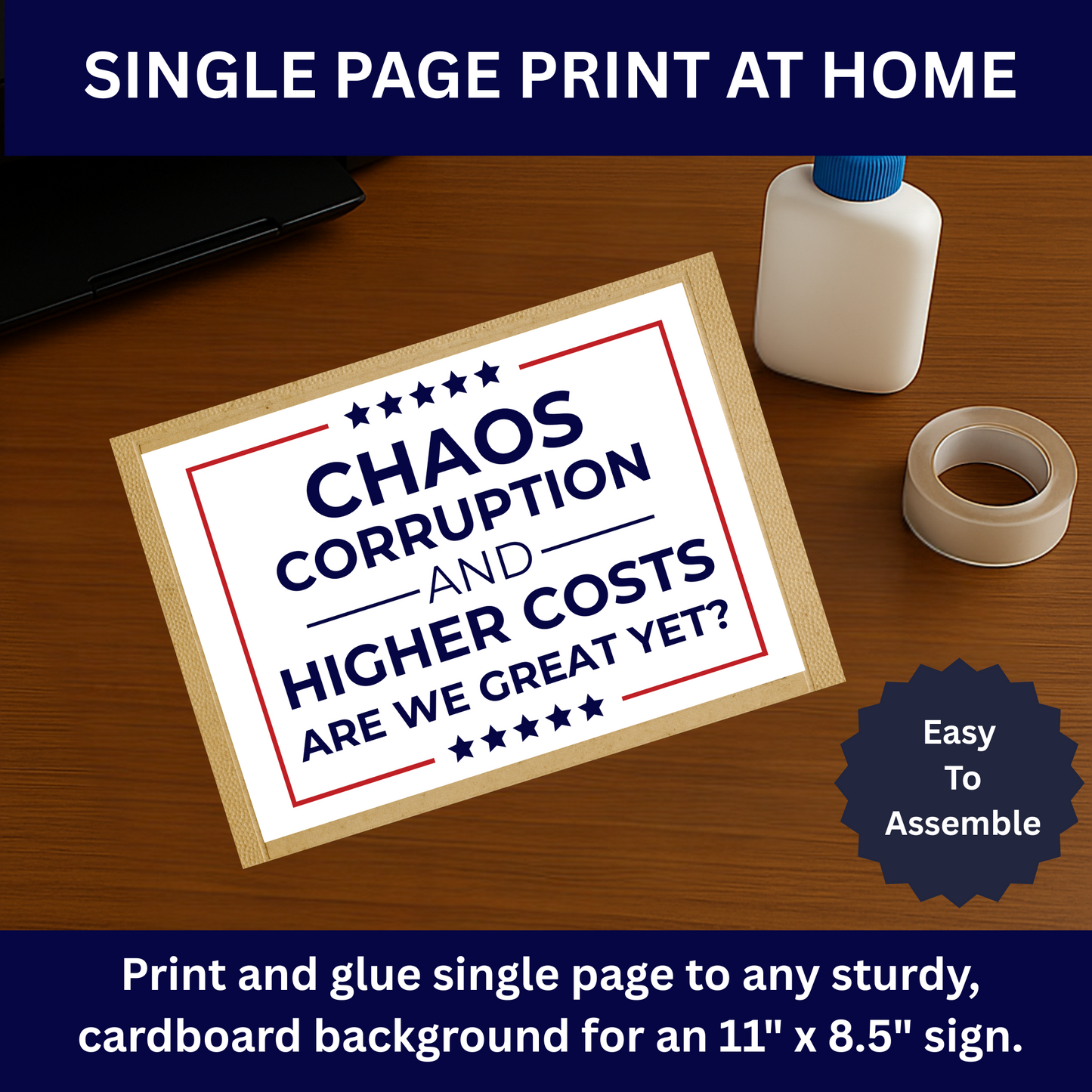 Print at Home Protest Sign Kit, 2 Sizes Included, Single Page (8.5" x 11"), or 2 Pages (17" x 11") Printable Protest Signs, Digital Download