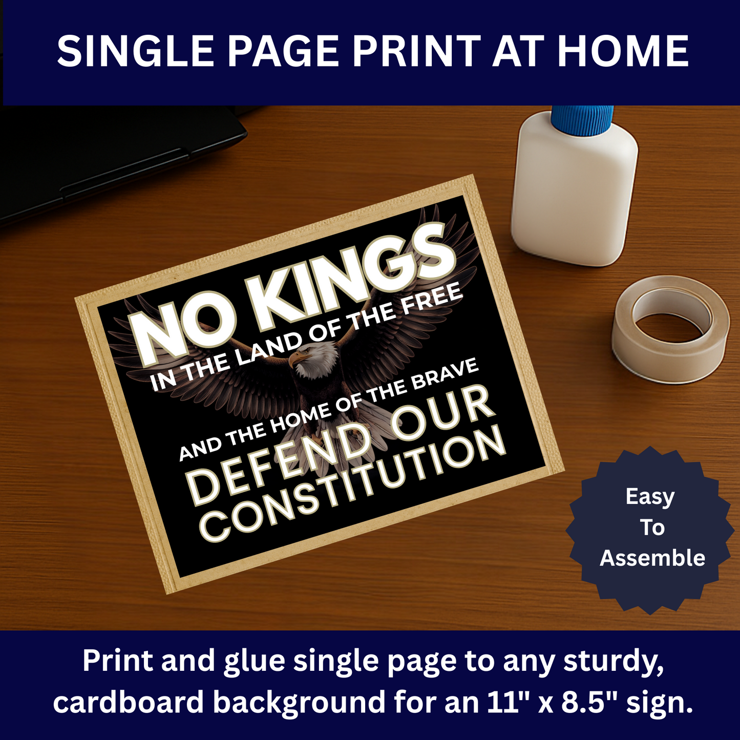 No Kings Protest Signs, Digital Download Poster, Anti Trump Protest Signs, Political Posters, Print 2 Sizes at Home
