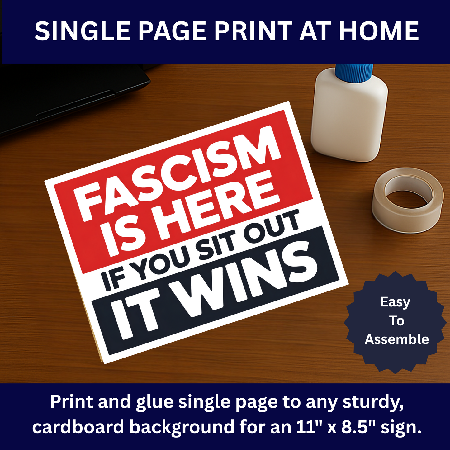 Fascism is Here Printable Protest Signs, Digital Download Poster, Protest PNG, Anti Trump PNG