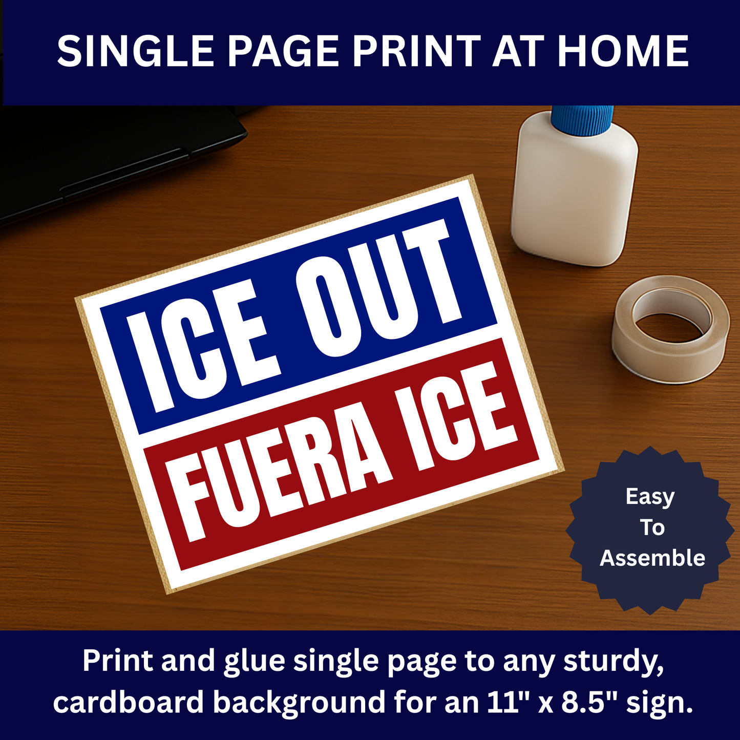 ICE OUT Protest Sign, Cartel de protesta "Fuera ICE”, Printable Protest Sign, Protest Poster