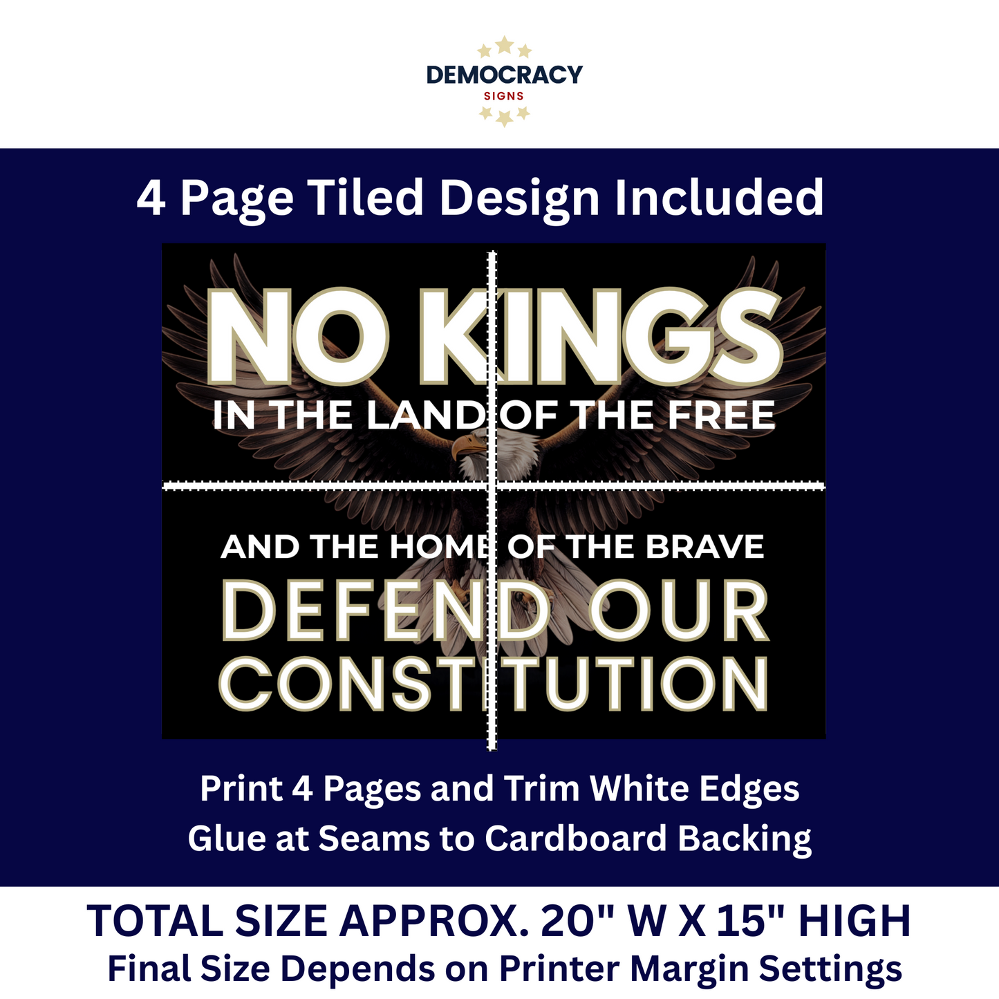 No Kings Protest Signs, Digital Download Poster, Anti Trump Protest Signs, Political Posters, Print 2 Sizes at Home