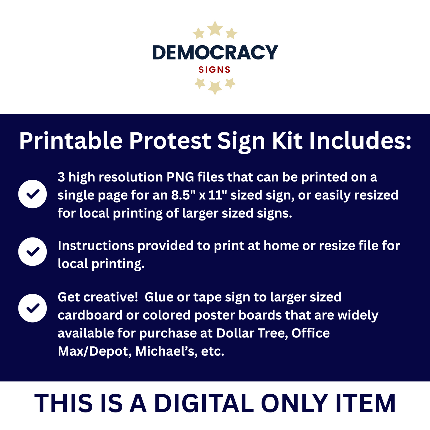 Ant ICE Protest Signs - Print at Home Protest Sign Kit, 3 Signs Included, 8.5" x 11", Print and Glue to Cardboard, Printable Protest Signs