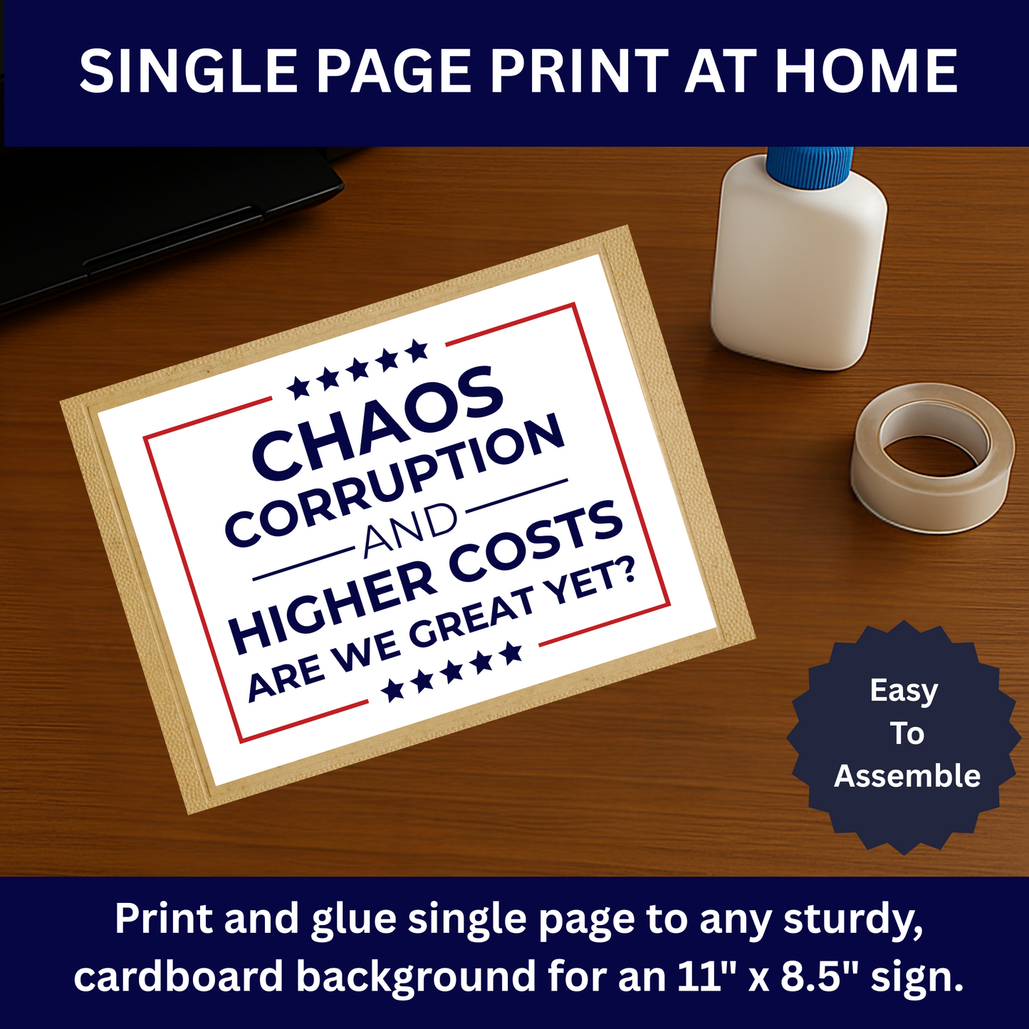 Print at Home Protest Sign Kit, 2 Sizes Included, Single Page (8.5" x 11"), or 2 Pages (17" x 11") Printable Protest Signs, Digital Download