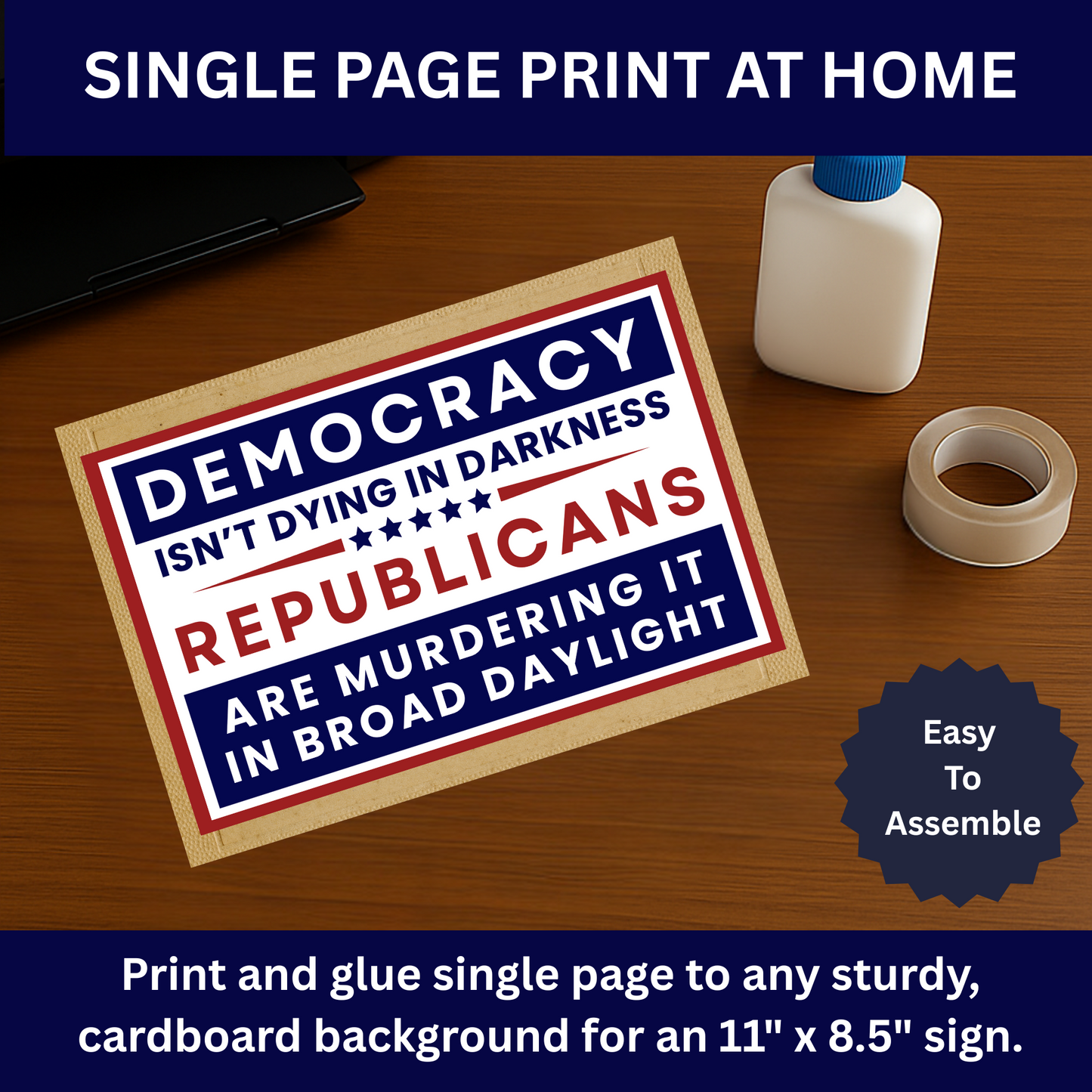 Print at Home Protest Sign Kit, 2 Sizes Included, Single Page (8.5" x 11"), or 2 Pages (17" x 11") Printable Protest Signs, Digital Download