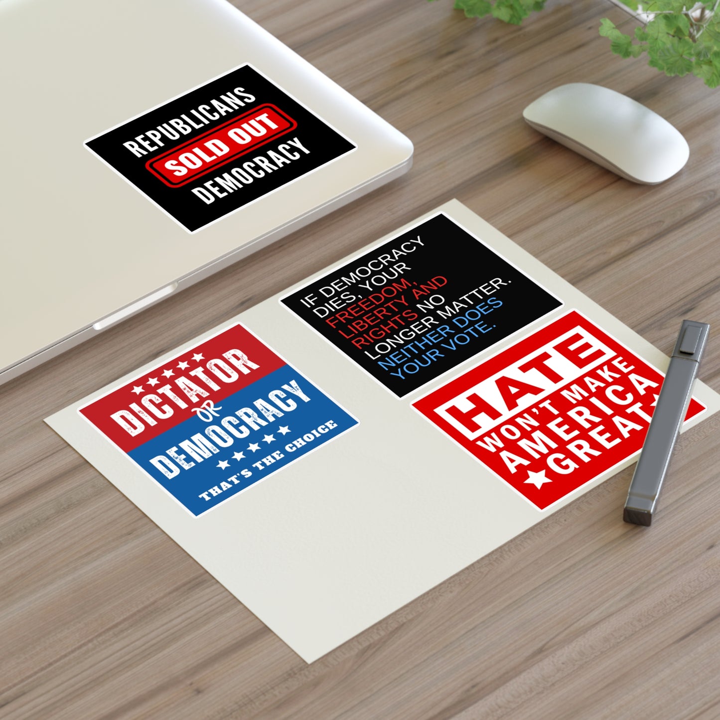 Democracy Stickers, Bestselling Designs, Indoor/Outdoor, Political Stickers