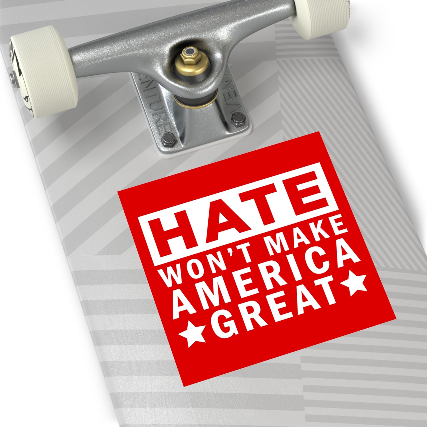 no hate sticker on skateboard