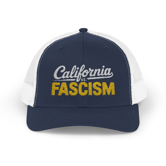 California vs. Fascism Embroidered Snapback Trucker Cap | Yes to Prop 50 Hat | Election Rigging Response Act Hat