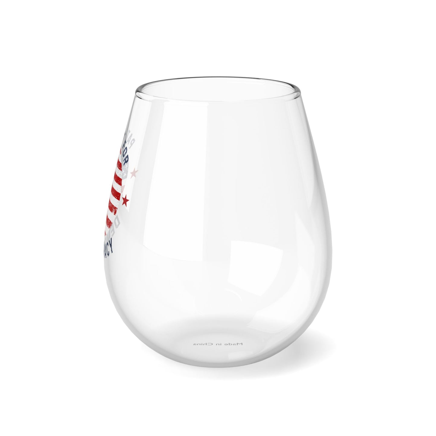 Election Day Drinking Glass, Patriot for Democracy, Stemless Wine Glass, 11.75oz