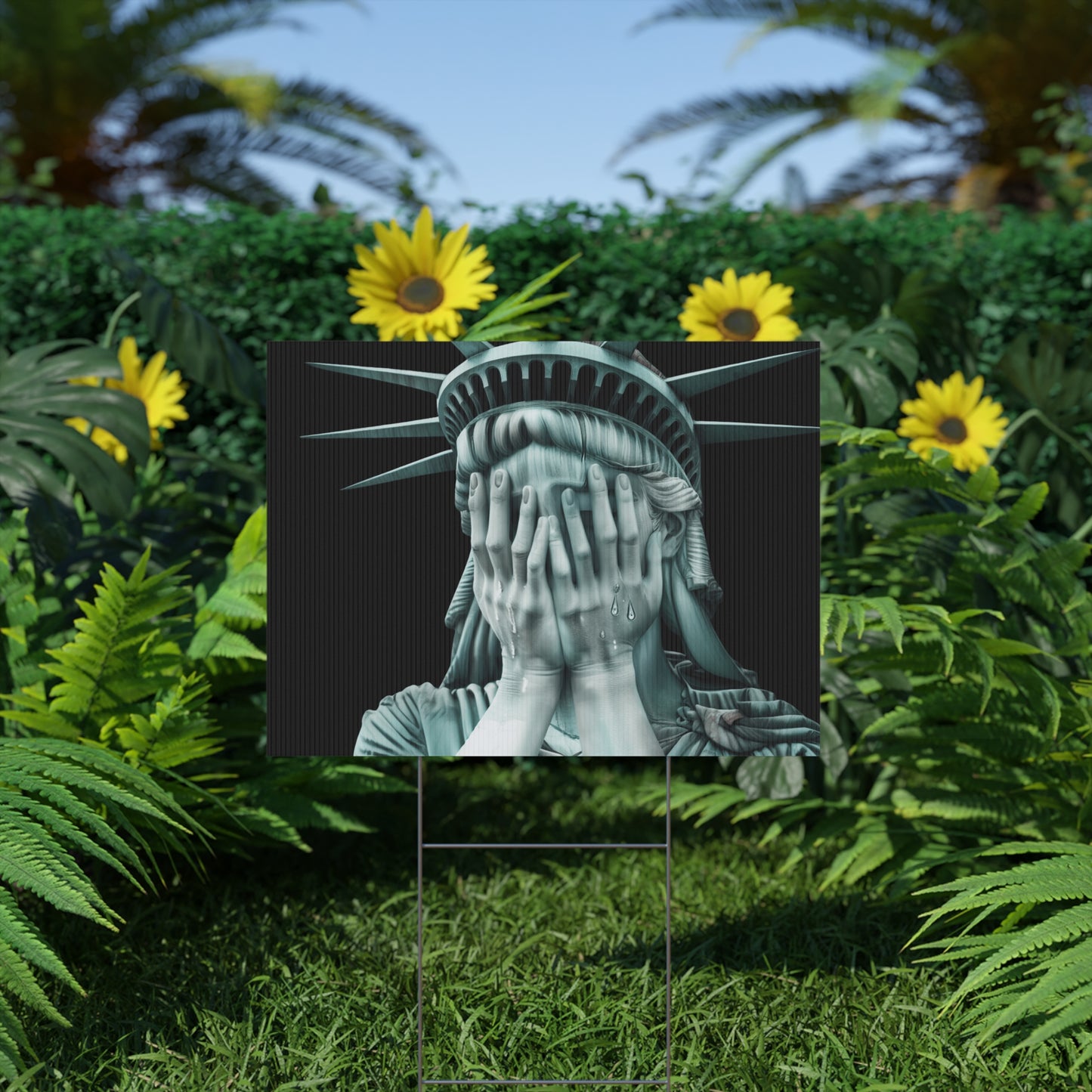 Weeping Statue of Liberty Yard Sign | Multiple Sizes | Anti Trump Yard Sign