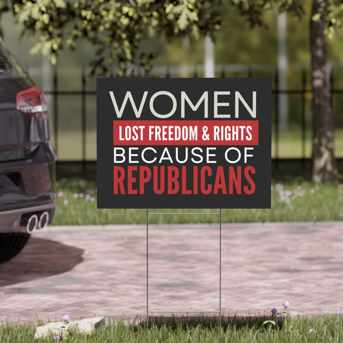 women lost rights because of republicans yard sign