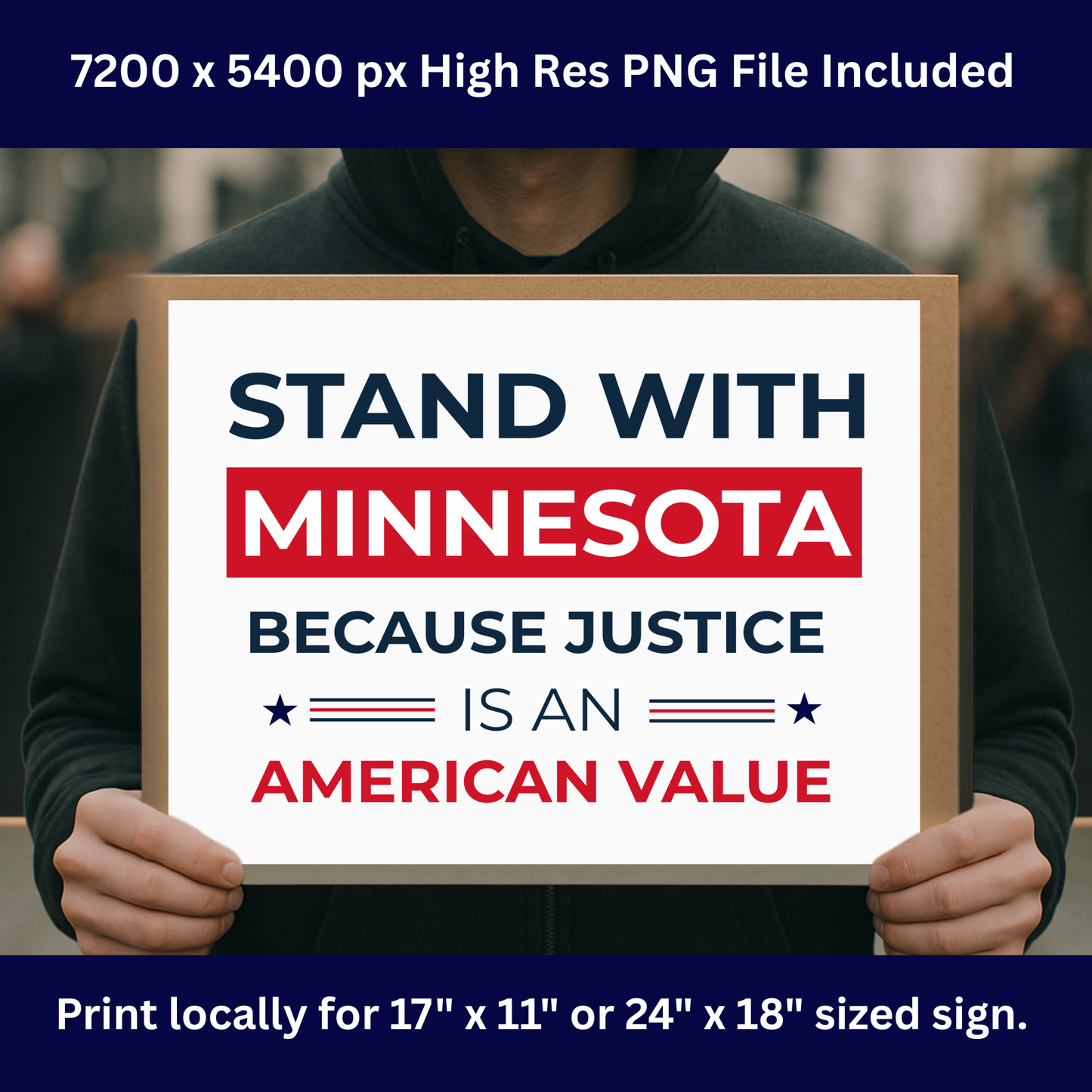 Stand With Minnesota- Printable Protest Sign Kit - Anti Trump Protest Sign PNG