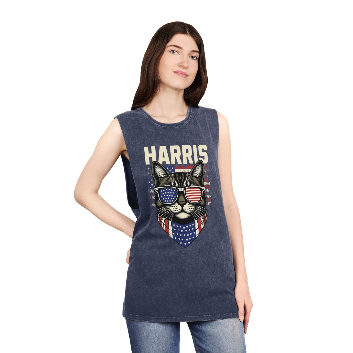 Kamala Harris Cat Shirt, Stonewash Finish, Unisex Style, Free Shipping