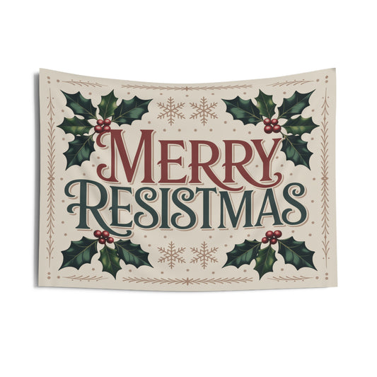 Merry Resistmas Indoor Wall Tapestry | Christmas Wall Decor | Christmas Wall Tapestry