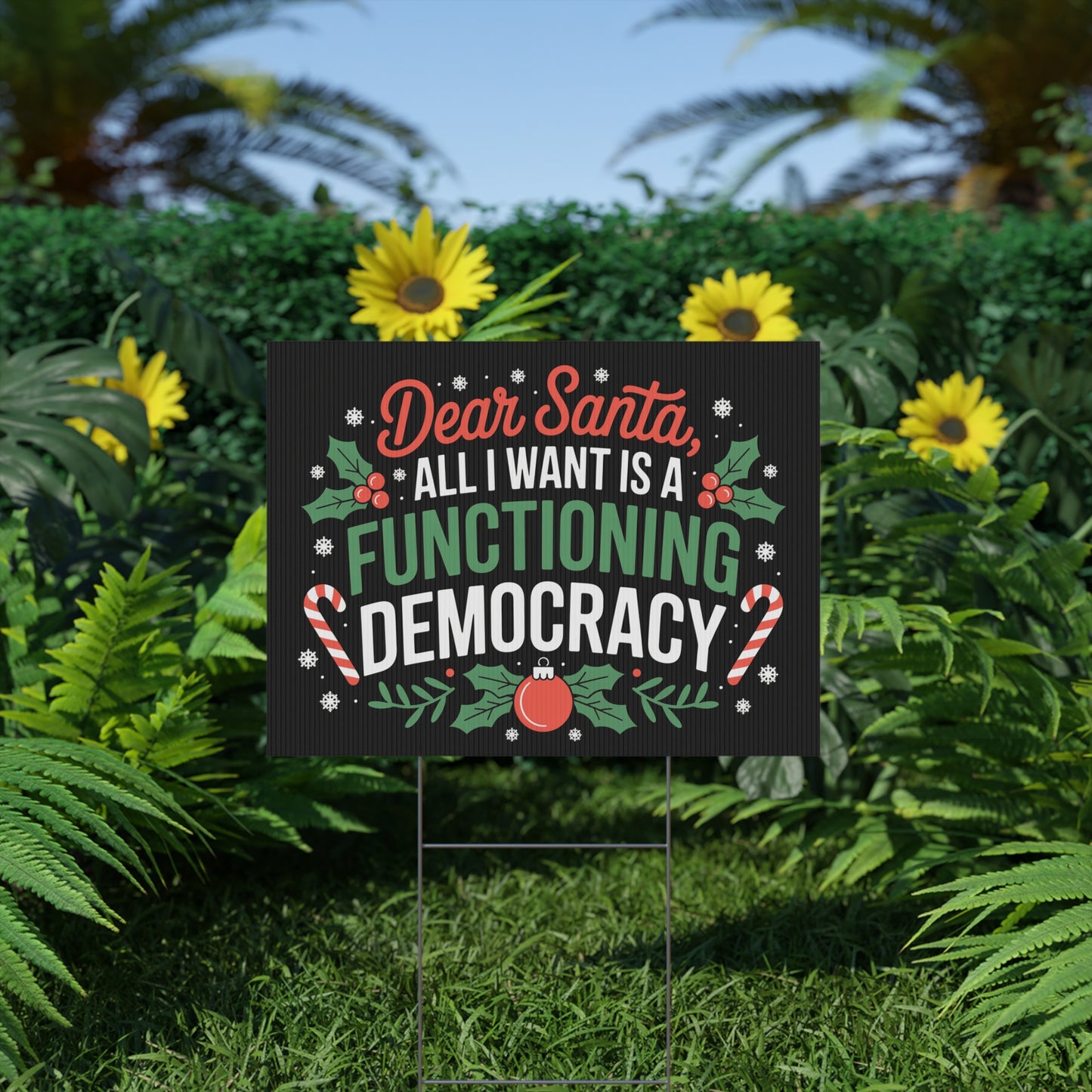 Dear Santa Yard Sign, Funny Political Christmas Yard Sign, Holiday Yard Sign with H Stake, Democracy Yard Sign, Multiple Sizes