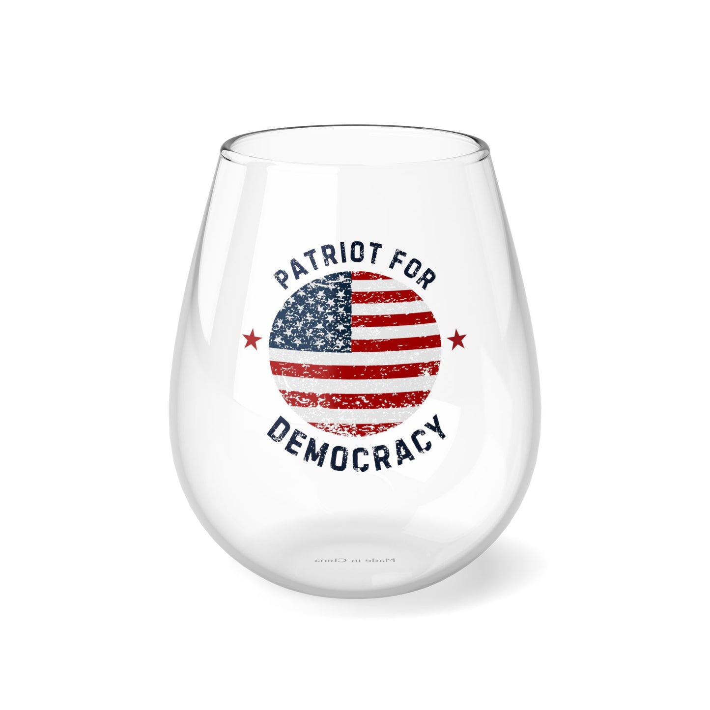 Election Day Drinking Glass, Patriot for Democracy, Stemless Wine Glass, 11.75oz