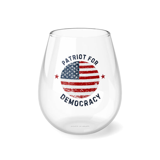 Election Day Drinking Glass, Patriot for Democracy, Stemless Wine Glass, 11.75oz