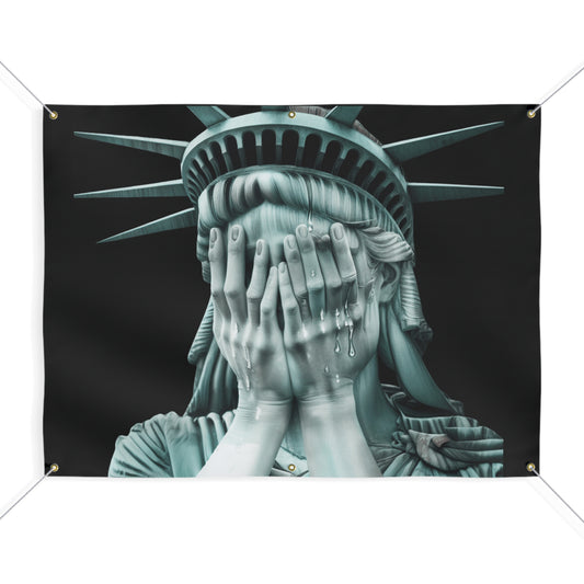 Anti-Trump Protest Banner | 48" x 36" Weeping Statue of Liberty Vinyl Sign | Outdoor Banner